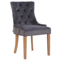 ESSZIMMERSTUHL Aboli Samt, antik-hell Dunkelgrau - Hellbraun/Dunkelgrau, Holz/Textil (55/92/58cm) - TPFLiving