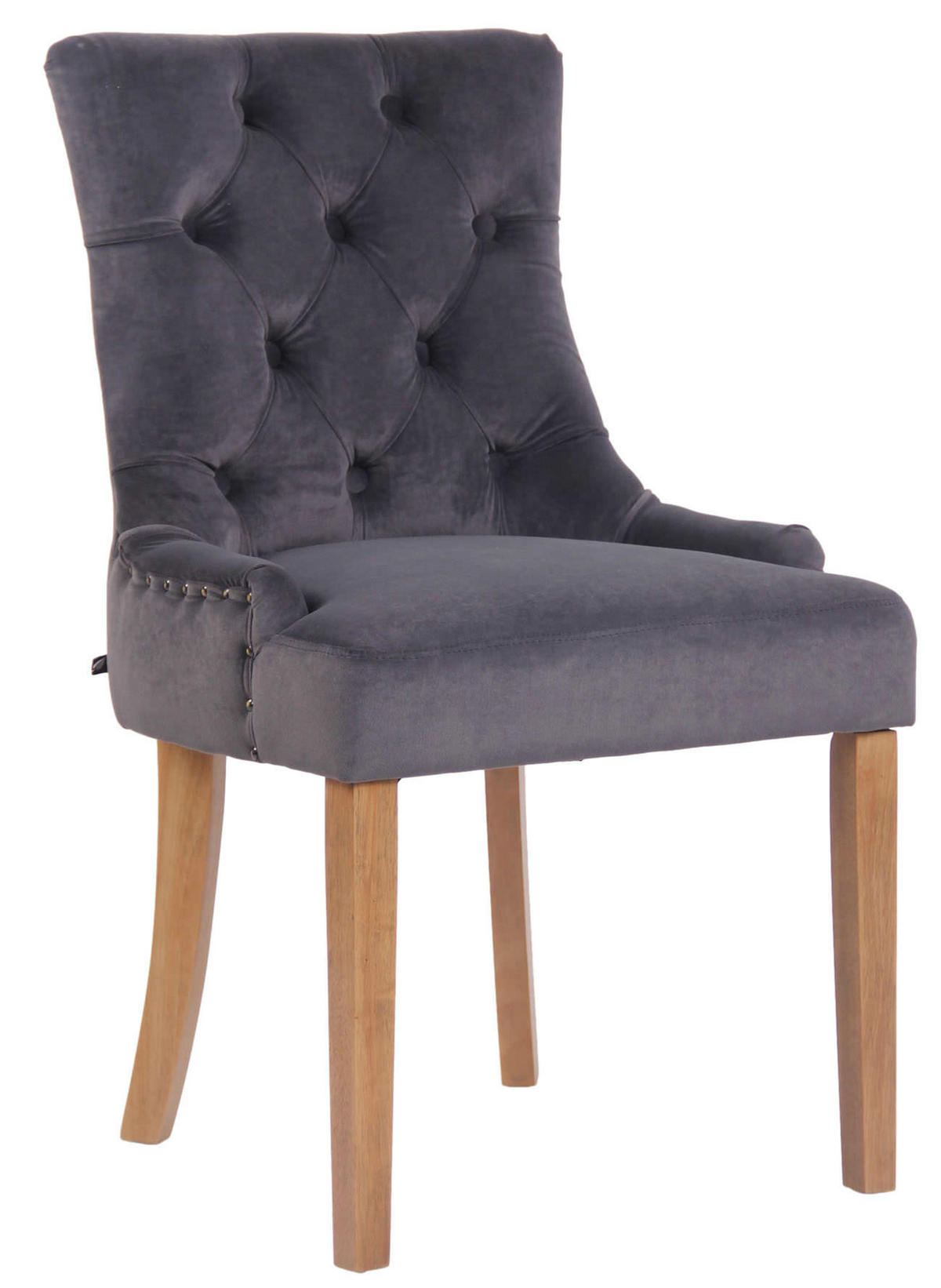 ESSZIMMERSTUHL Aboli Samt, antik-hell Dunkelgrau - Hellbraun/Dunkelgrau, Holz/Textil (55/92/58cm) - TPFLiving