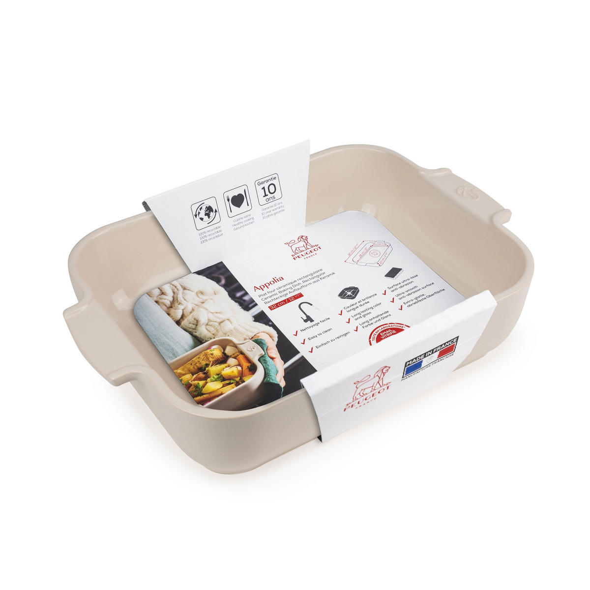 AUFLAUFFORM Keramik Appolia 32cm Rechteckig Ecru Spülmaschinenfest - Weiß, Keramik (21.7/32/7.2cm) - PEUGEOT