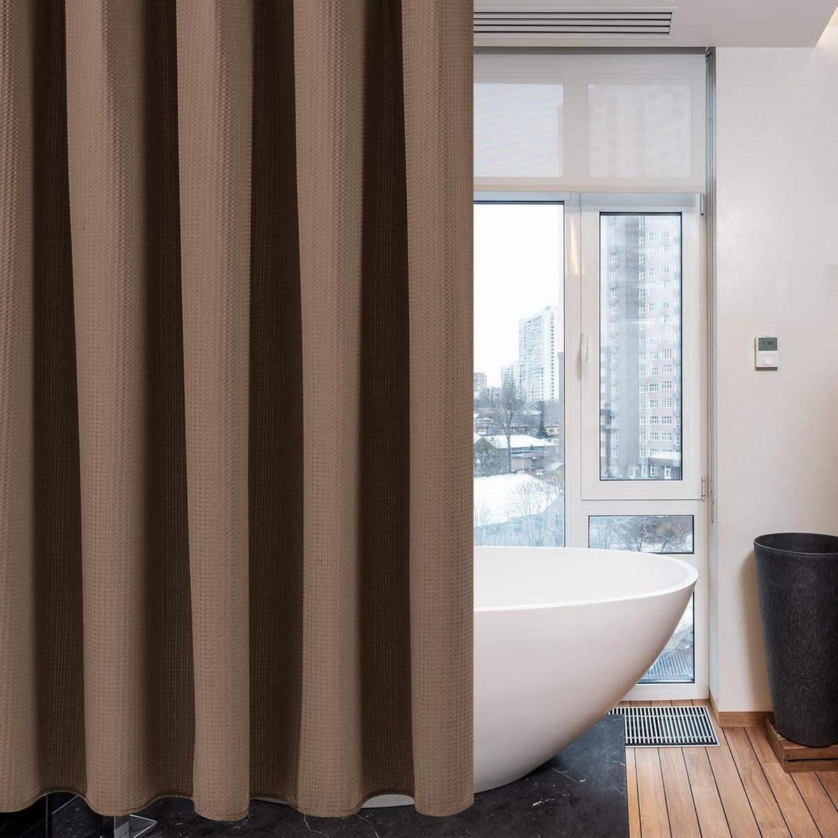 DUSCHVORHANG Waffelstoff Braun 152 x 182 cm - Braun, Textil (152/182cm)
