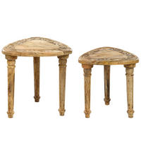 BEISTELLTISCH 2er-Set Dreieckig Holz Saora - Hellbraun, Holz (33/40cm) - Beliani