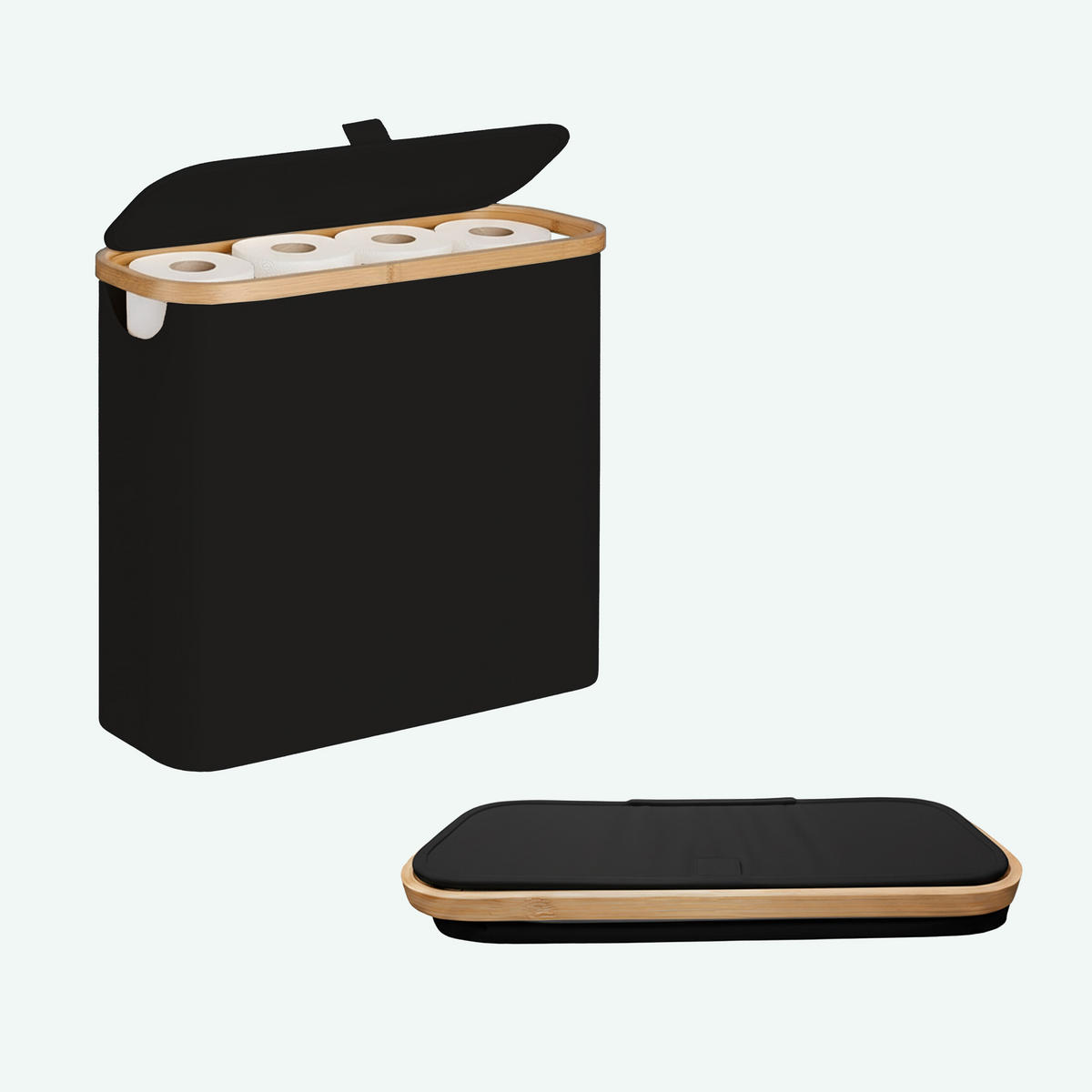 TOILETTENPAPIER-AUFBEWAHRUNG - Schwarz, Holz/Textil (43/38/17cm) - Relaxdays