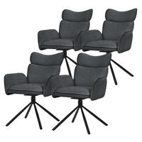 ESSZIMMERSTÜHLE 4er Set drehbar Anthrazit mit Stoffbezug - Anthrazit/Schwarz, Textil/Metall (63/89/68cm) - ML-DESIGN