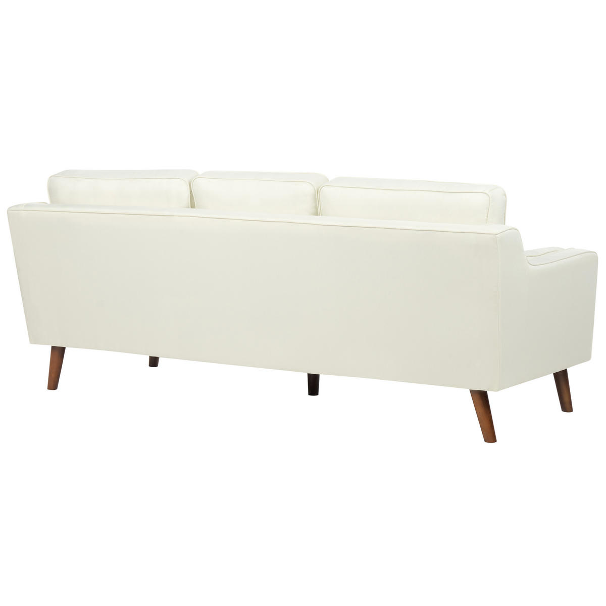 3-SITZER-SOFA cremeweiß Lokka - Hellbraun/Weiß, Textil (204/85/83cm) - Beliani