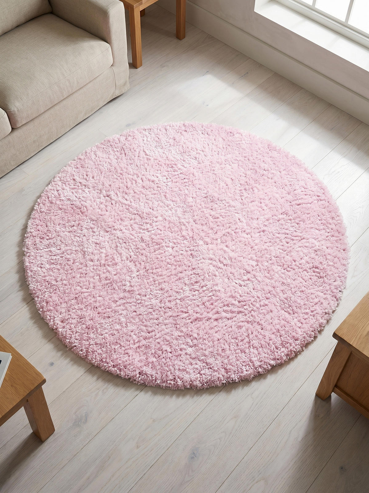 TEPPICH Hochflor Unifarben Polypropylen Wohnzimmer Shaggy Pink Rund 200x200 - Rosa, Textil (200/200cm) - KADIMA DESIGN
