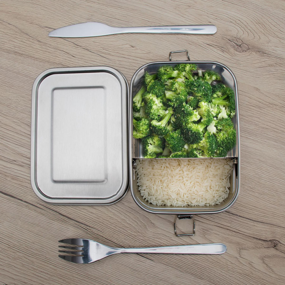 LUNCHBOX BROTDOSE Edelstahl 17/12/6 cm - Silberfarben, Metall (12/6/17cm) - Intirilife