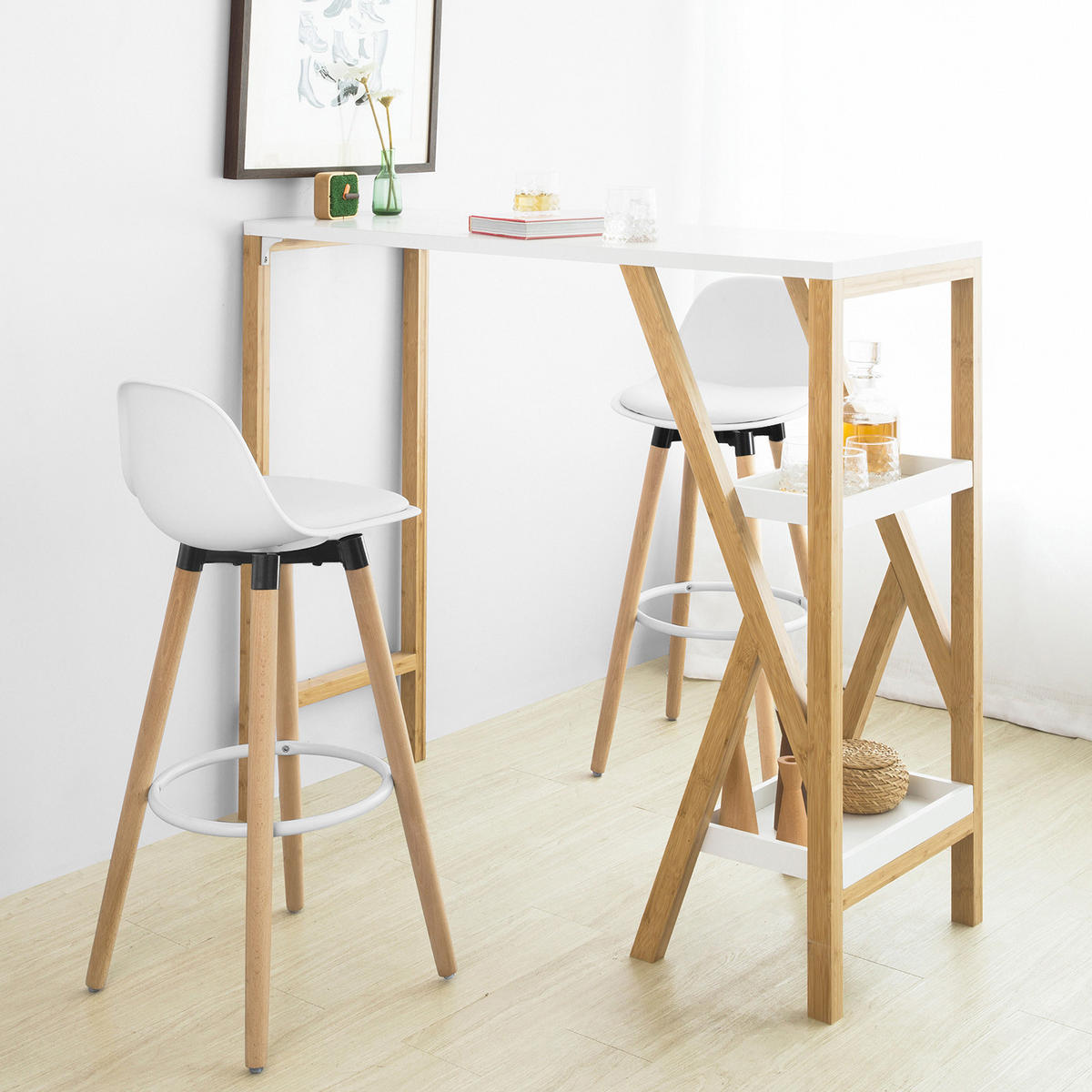 BARHOCKER Buche Weiß - Weiß, Holzwerkstoff (39/92/41cm) - SoBuy