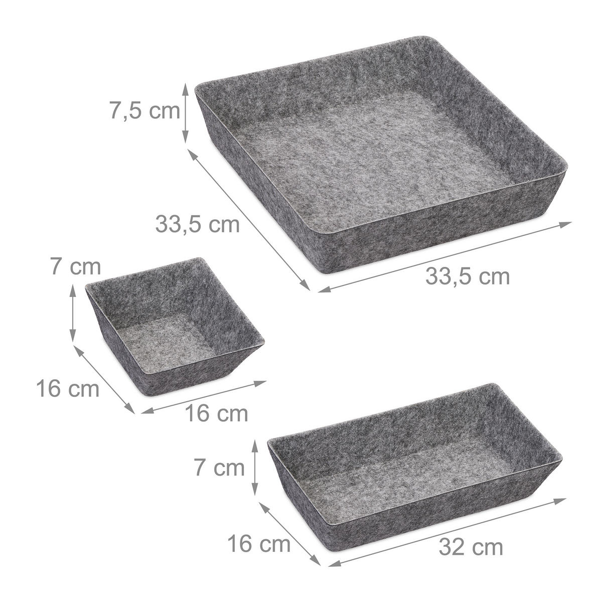 4-DIELNY organizér do zásuvky - sivá, textil (33.5/7.5/33.5cm) - Relaxdays