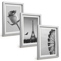 BILDER SET 3er Set - 20x30 cm Silberner Rahmen - Rose Eiffelturm Riesenrad - Silberfarben, Kunststoff (20/30cm) - TULUP