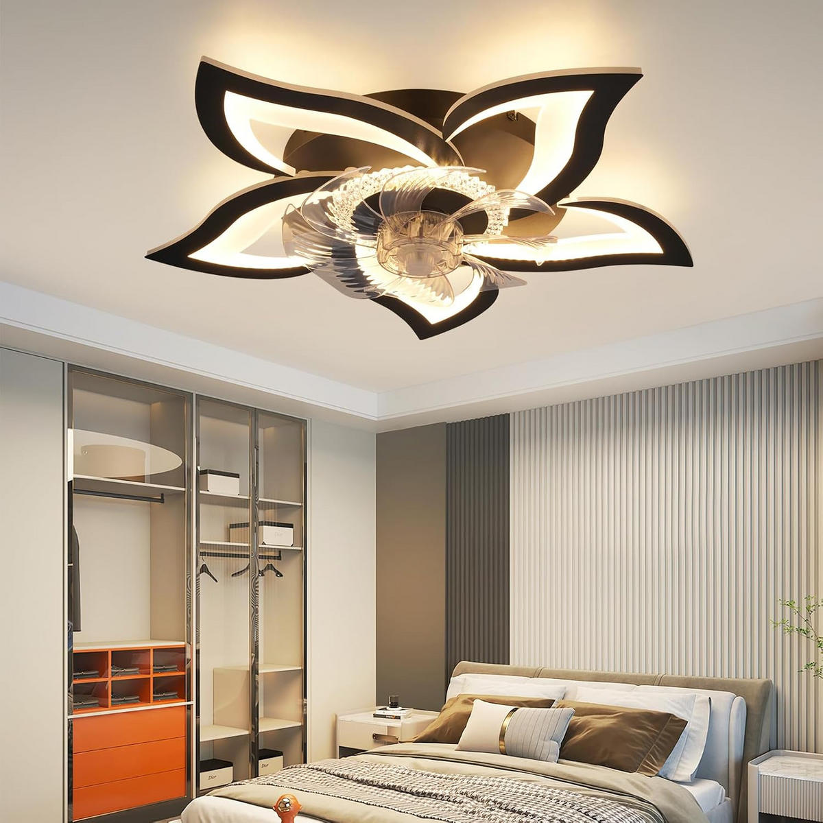 DECKENLEUCHTE mit Ventilator Frostal 62/62/14.5 cm - Schwarz, Metall (62/62/14.5cm) - ZMH