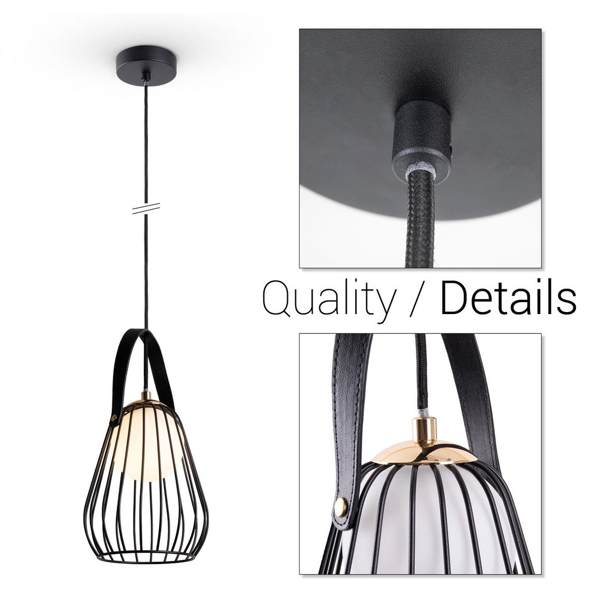 PENDELLEUCHTE Ricarda - Schwarz, Metall (18/18/22cm) - Paco Home