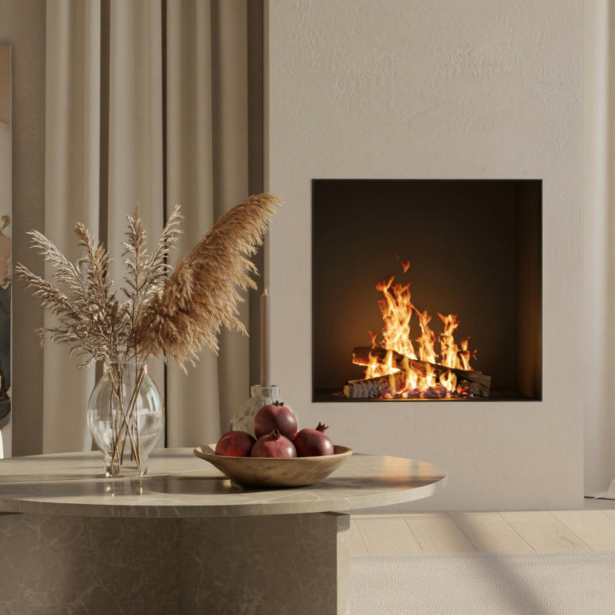 COUCHTISCH rund in Stein-Optik – modernes Design in Großformat, Beige 60x60x33 cm - Beige, Holz/Holzwerkstoff (60/60/33cm) - KADIMA DESIGN