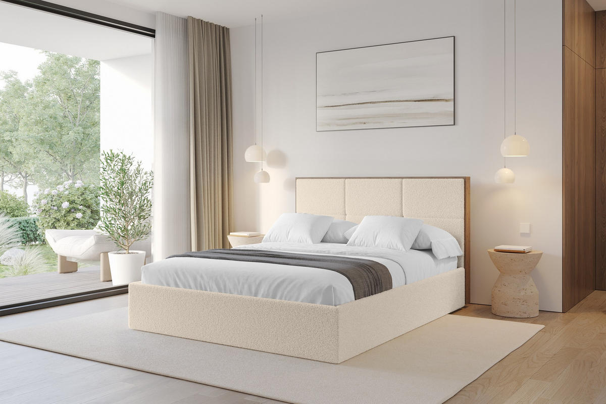 POLSTERBETT mit Bettkasten und Lattenrost, Bett mit Matratze H3/H4 - LILA 140x200 Dunkelbeige - Cappuccino, Holzwerkstoff/Textil (140/200cm) - ALTDECOR