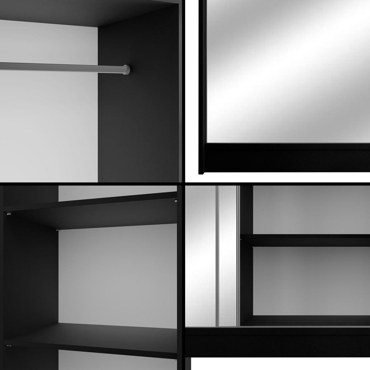 KLEIDERSCHRANK AMOHA - 250 cm - Schwarz - Schwarz, Holzwerkstoff (250/215/61cm) - ALTDECOR