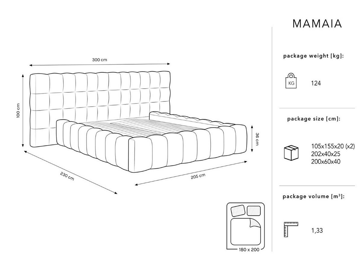 BETT mit Bettkasten und Doppelkopfteil Mamaia aus Samt grau 180x200cm - Grau, Textil (180/200cm) - Micadoni