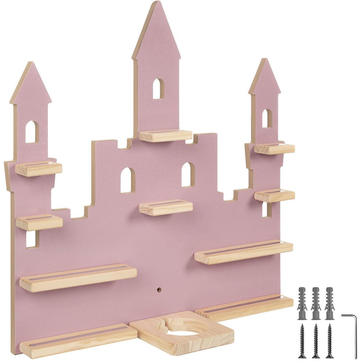 WANDREGAL Mylittlestory Princess Castle,59 x 15,5 x 58 cm, pink - Pink, Holz (59/58/15.5cm) - tectake