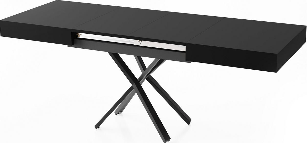 COUCHTISCH Cavetta X höhenverstellbar ausziehbar, Schwarz 120-200/80/27-76 cm - Schwarz, Holzwerkstoff/Metall (80/200/76cm) - WFL GROUP