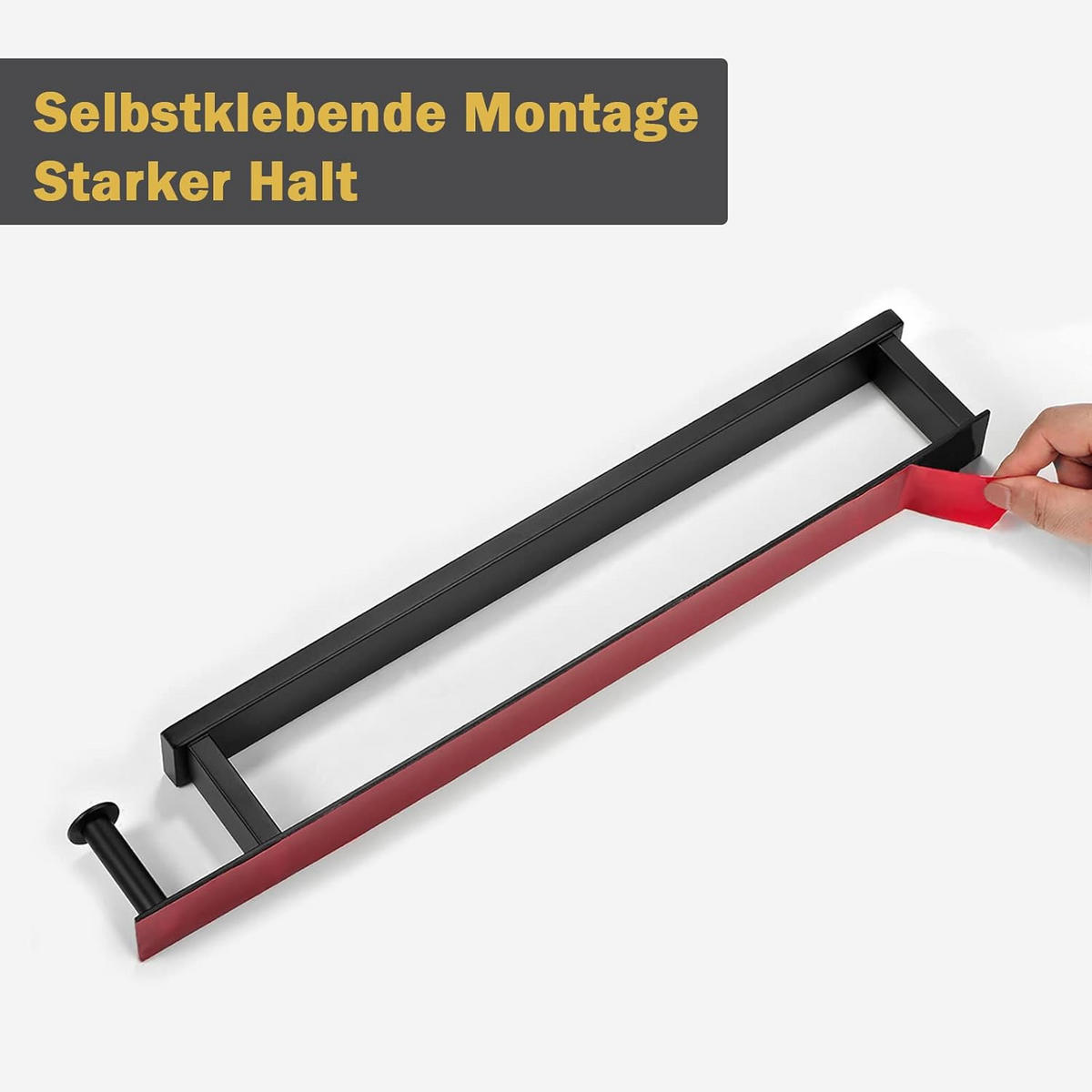 HANDTUCHSTANGE , Selbstklebender, 40 cm - Schwarz, Metall (5/6.5/40cm) - BELZ