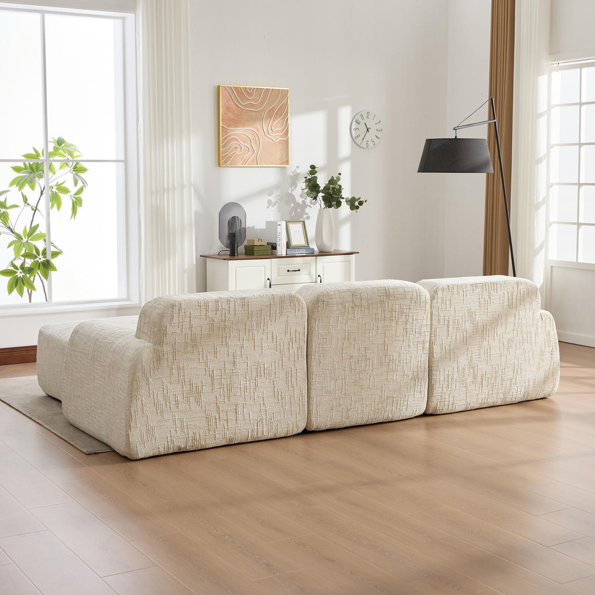 ECKSOFA Chenille Beige - Beige, Textil (269.5/182.5cm) - WISHDOR