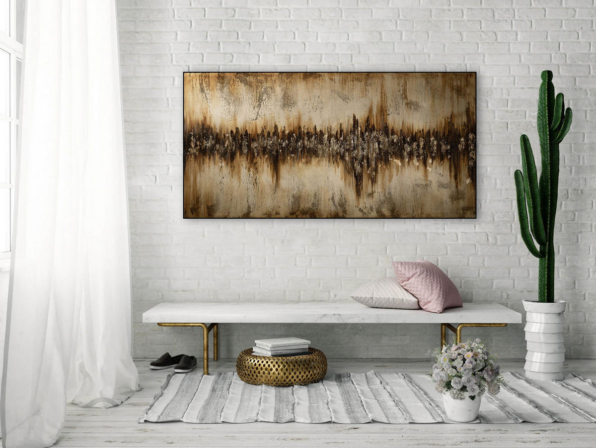 ACRYLBILD HANDGEMALT 140/70 cm - Braun, Holz/Textil (2.22/70cm) - KUNSTLOFT