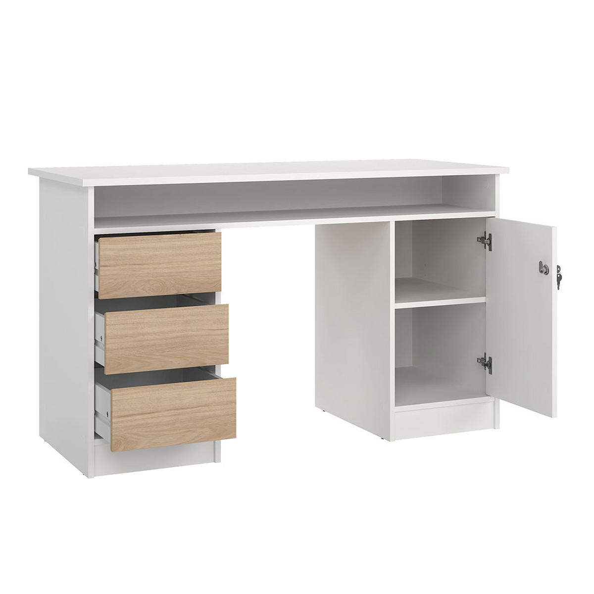 SCHREIBTISCH, FunctionPlus, Weiß, Holzwerkstoff, 126 x 55 x 76 cm - Weiß, Holzwerkstoff (55/126/76cm) - ebuy24