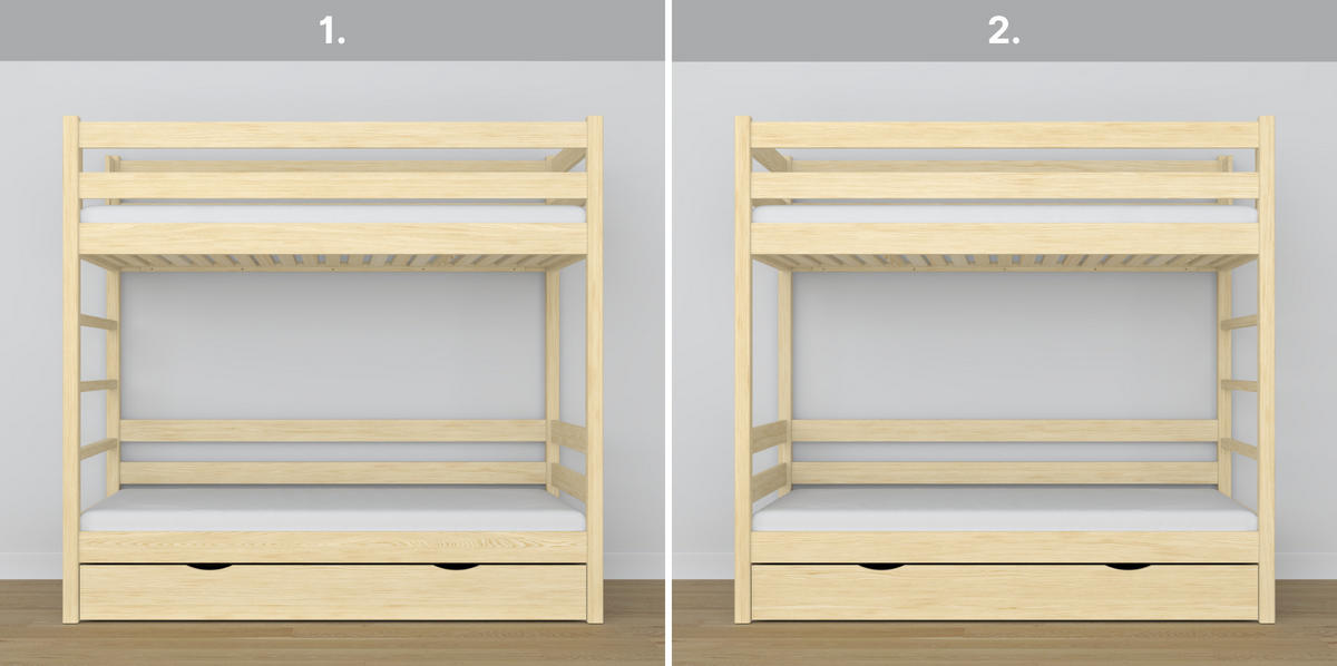ETAGENBETT N03 mit Schublade Klare Kiefer 100/200 - Braun, Naturmaterialien/Holz (100/200cm) - N-Wood