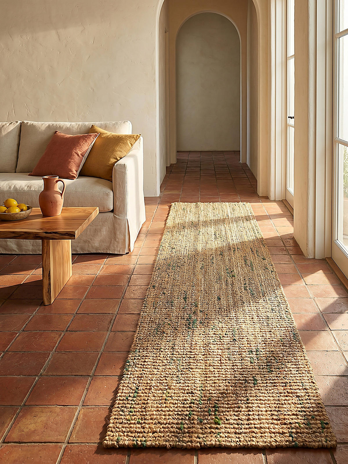 JUTETEPPICH Jute Naturbelassen, Wohnzimmer Natur-Grün Läufer 60x230 - Beige, Textil (230/60cm) - KADIMA DESIGN