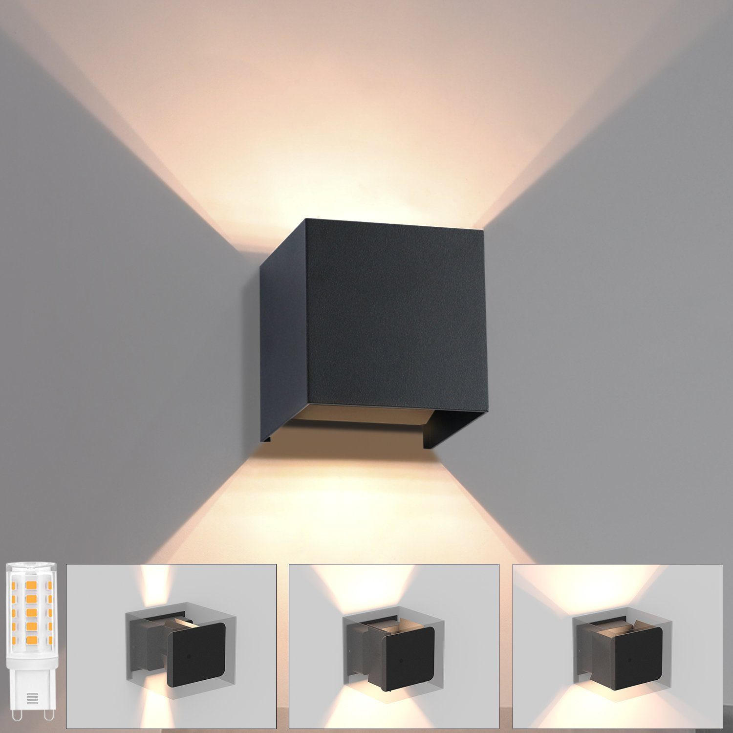 WANDLEUCHTE Inspiration 1er-Set - Schwarz, Metall (10/10/10cm) - Nettlife