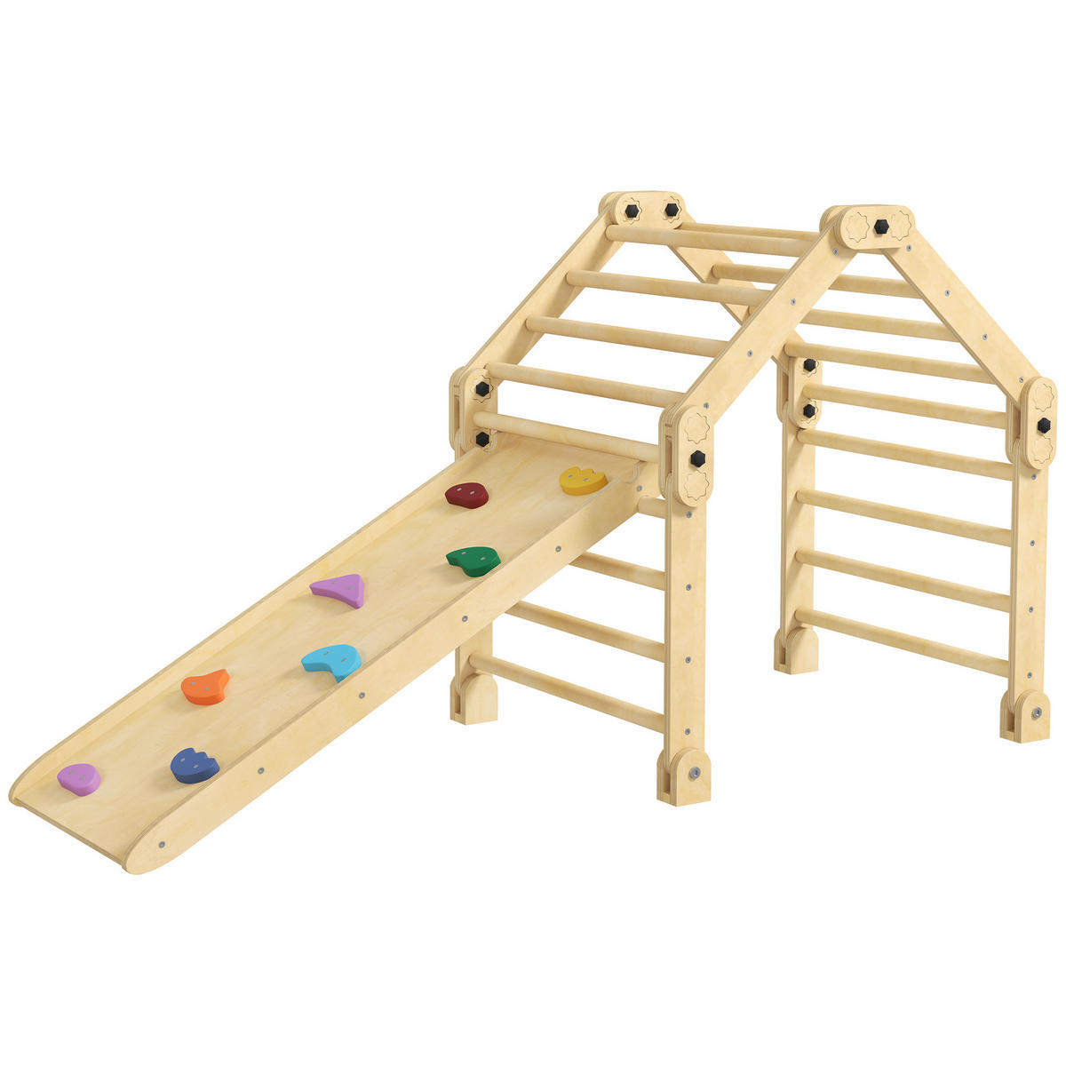 KLETTERGERÜST 3-in-1 DE-09804 faltbar mit Leiter und Rutsche Holz - Multicolor, Holz (70/59/175cm) - ComfortXL