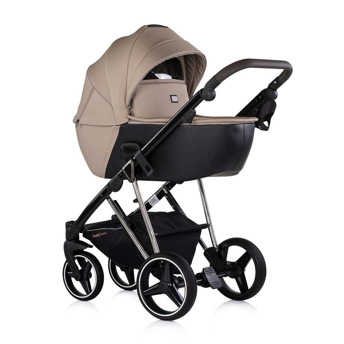 KOMBIKINDERWAGEN 3in1 Imperium braun Babyschale Babywanne Tasche Korb Gurt - Braun, Metall (98/59/110cm) - Chipolino