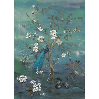 FOTOTAPETE Pfau 200 x 280 cm - Blau, Papier (200/280cm) - Sanders & Sanders