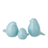 DEKOOBJEKT 3 VOGEL (3ER SET) - Blau, Keramik (18/17/12cm) - J-Line