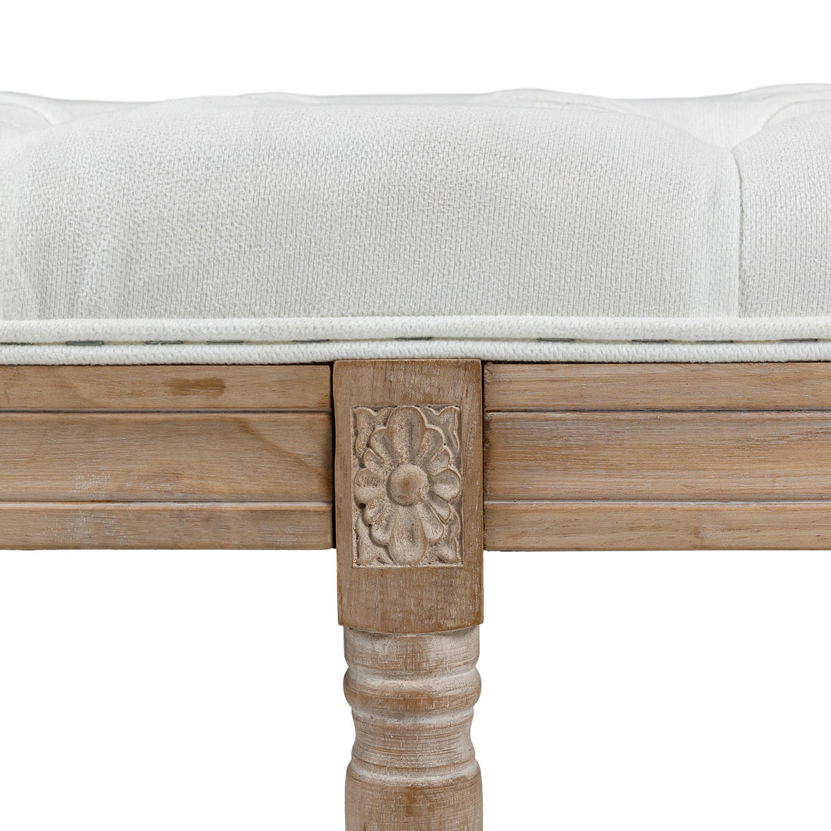 HOCKERBANK DE-12822 Knopfheftung, Vintage-Stil Creme - Creme, Textil (40/48/117cm) - ComfortXL