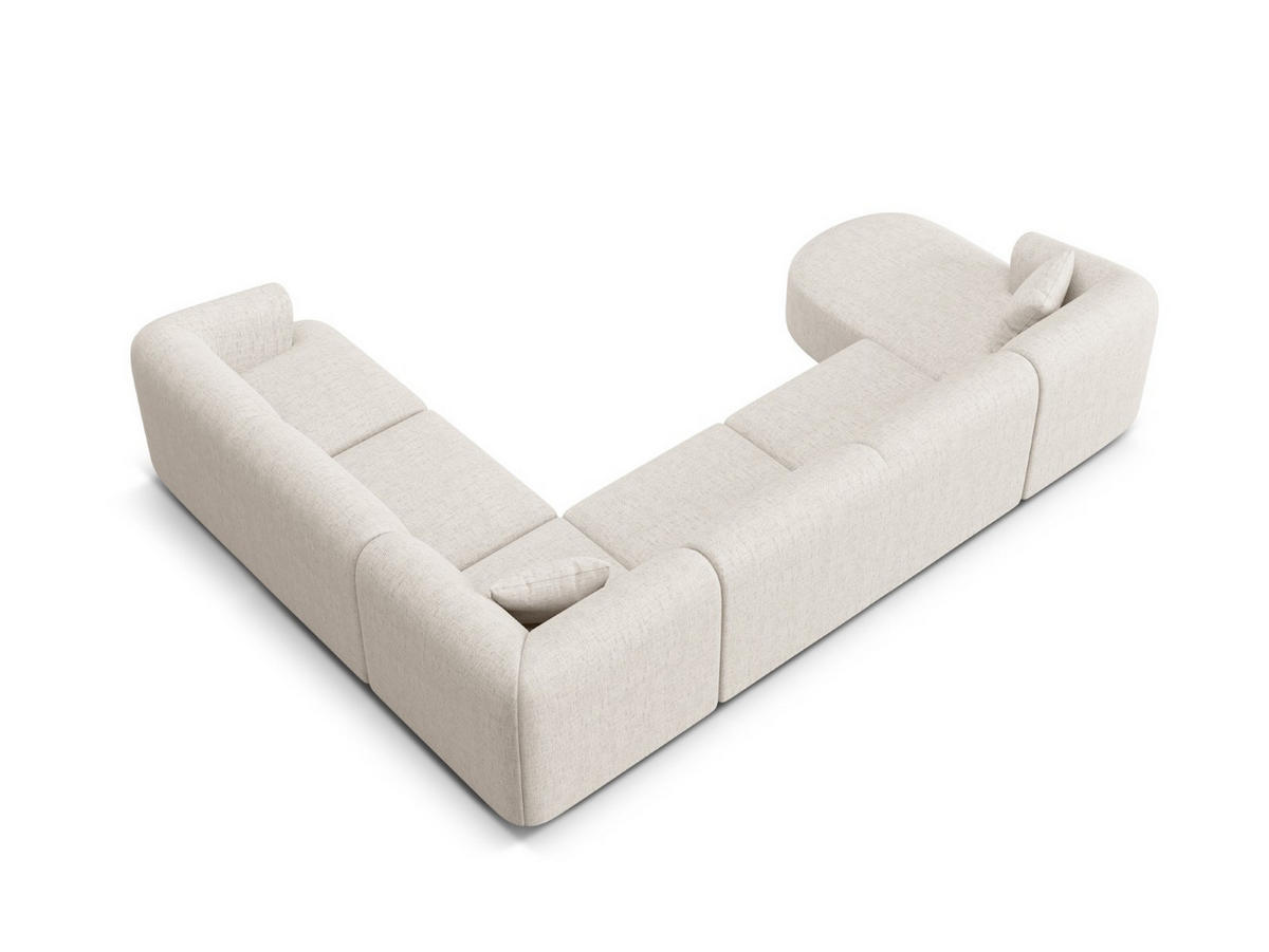 MODULARES-PANORAMASOFA rechts Campi aus strukturiertem Stoff leichtes beige 7 Sitzplätze - Creme, Textil (255/70/330cm) - Cosmopolitan Design