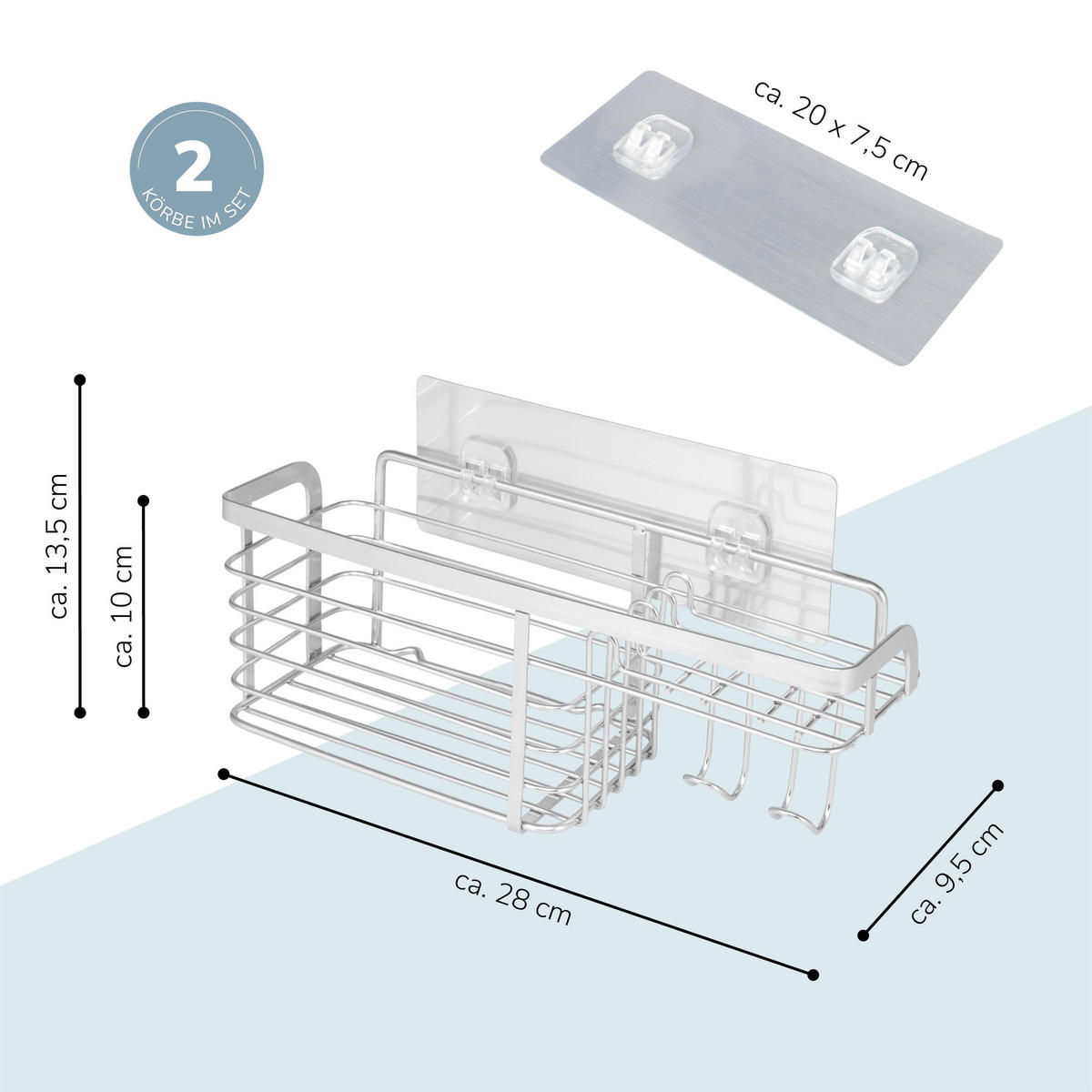 ABLAGEKORB 2er-Set, silber - Edelstahlfarben, Metall (28/10/9.5cm) - bremermann