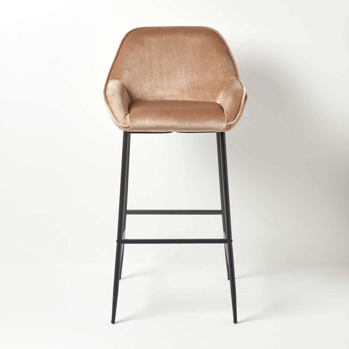 BARSTUHL Eton, Samt mit Rückenlehne - Champagner, Textil (50/103/51cm) - Homescapes