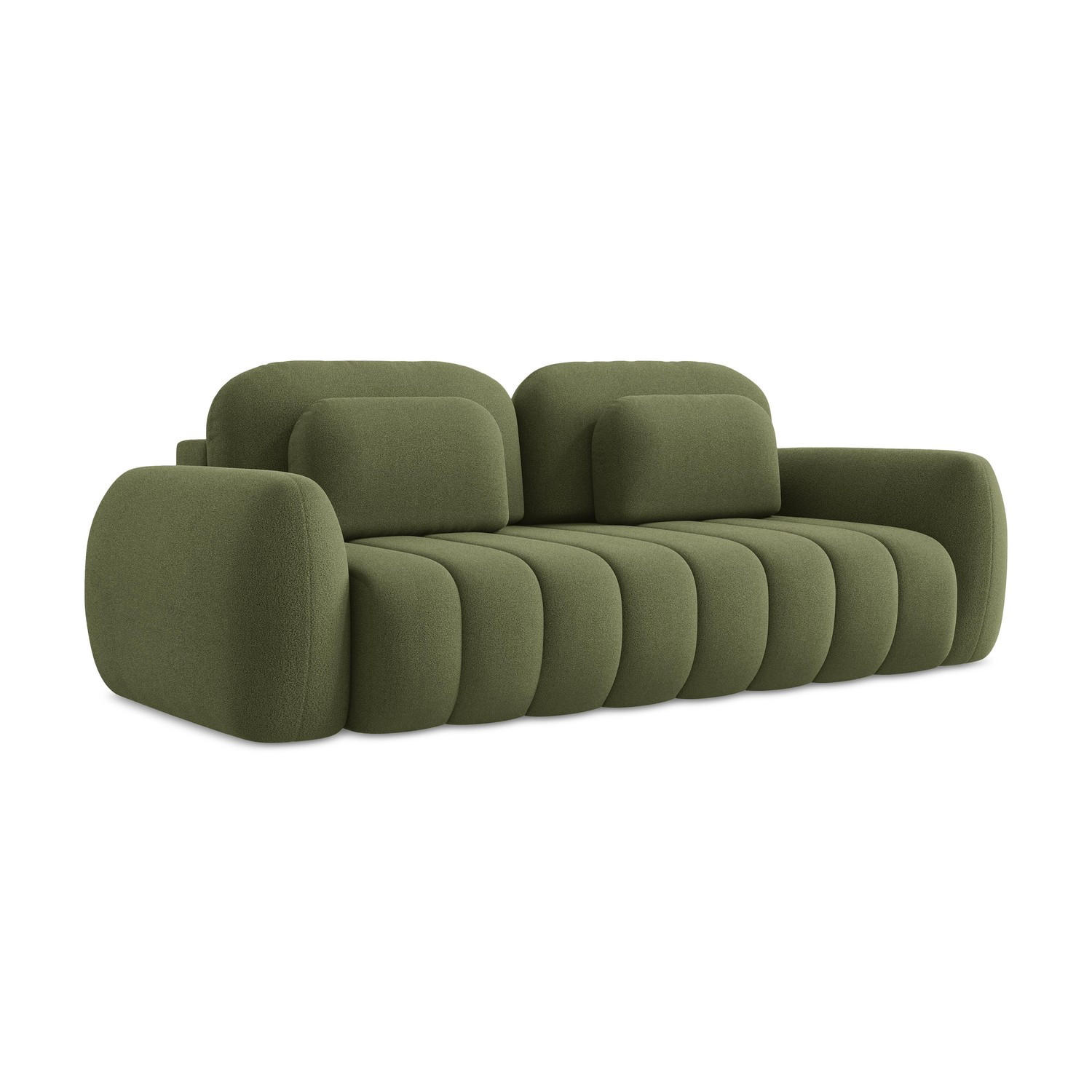 3-SITZER SOFA mit Schlaffunktion Bouclé Stoff Grün - Schwarz/Grün, Holzwerkstoff/Kunststoff (266/95/121cm) - LaMiaSofa