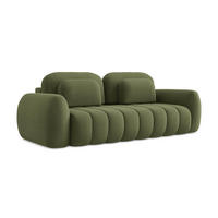 3-SITZER SOFA mit Schlaffunktion Bouclé Stoff Grün - Schwarz/Grün, Holzwerkstoff/Kunststoff (266/95/121cm) - LaMiaSofa