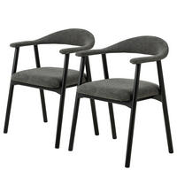 ARMLEHNENSTUHL - 2er-Set - Dunkelgrau/Schwarz, Holz/Textil (56/76/54cm) - home24