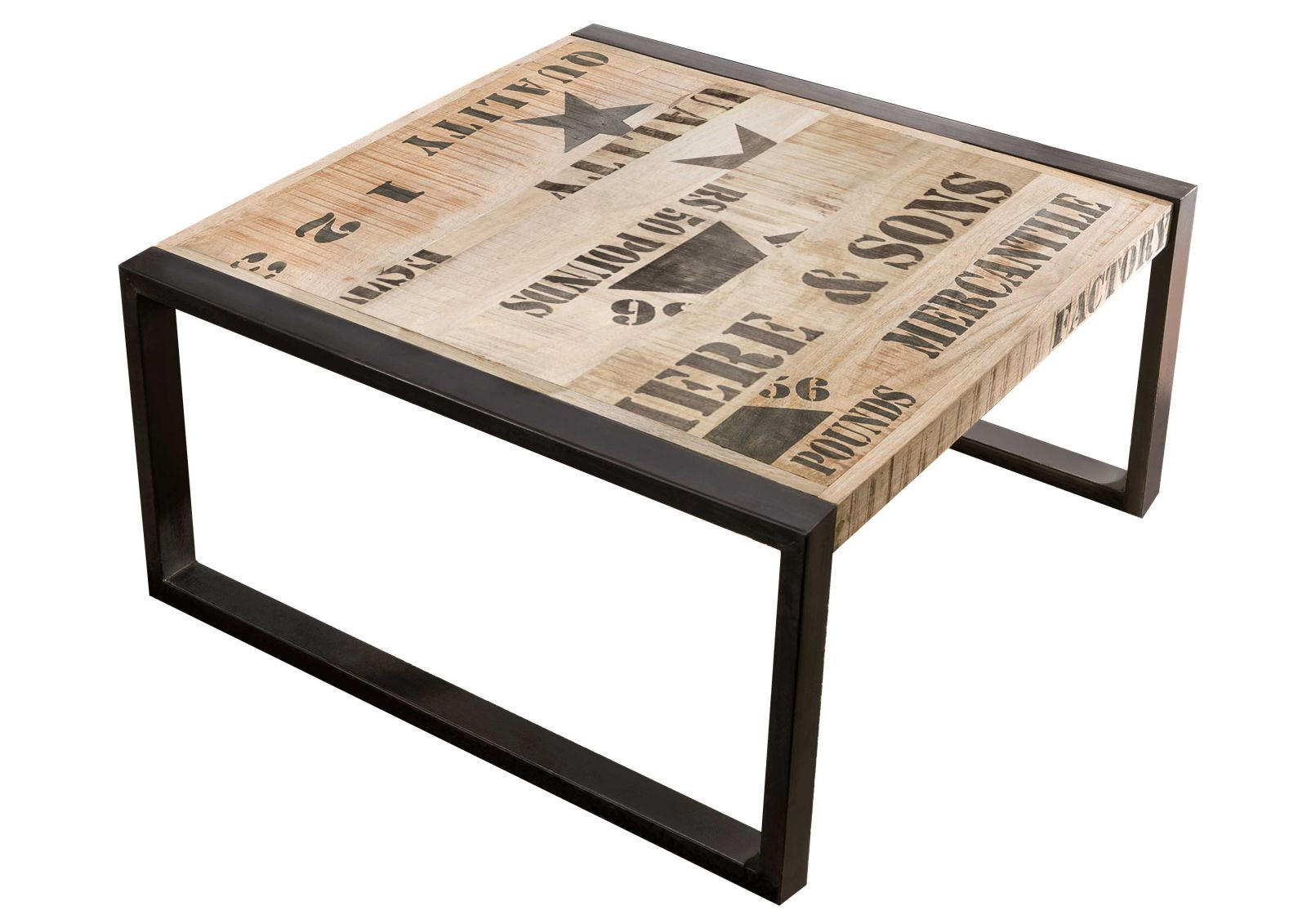 COUCHTISCH Mango 80x80x40 natur bedruckt FACTORY #110 - Naturfarben, Holz (80/80/40cm) - Massivmoebel24