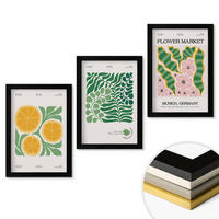 WANDBILDER 3er-Set - 20x30 cm Schwarzer Rahmen - Pastellfarbene Frucht- und Pflanzenmotive - Schwarz, Kunststoff (20/30cm) - ArtPrintCave