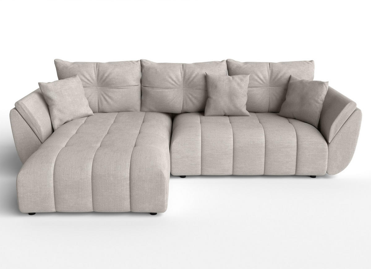 ECKSOFA L Form Verciani Beige 266/190/91 cm mit Schlaffunktion - Beige/Schwarz, Kunststoff/Textil (266/190cm) - AX Living