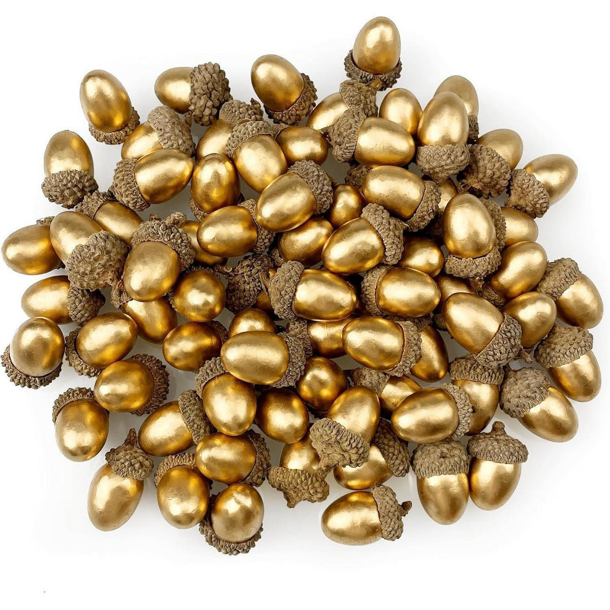 KÜNSTLICHE Eicheln 50 Stück Goldene Eichel mit natürlicher Kappe - Goldfarben, Kunststoff (3.3cm)