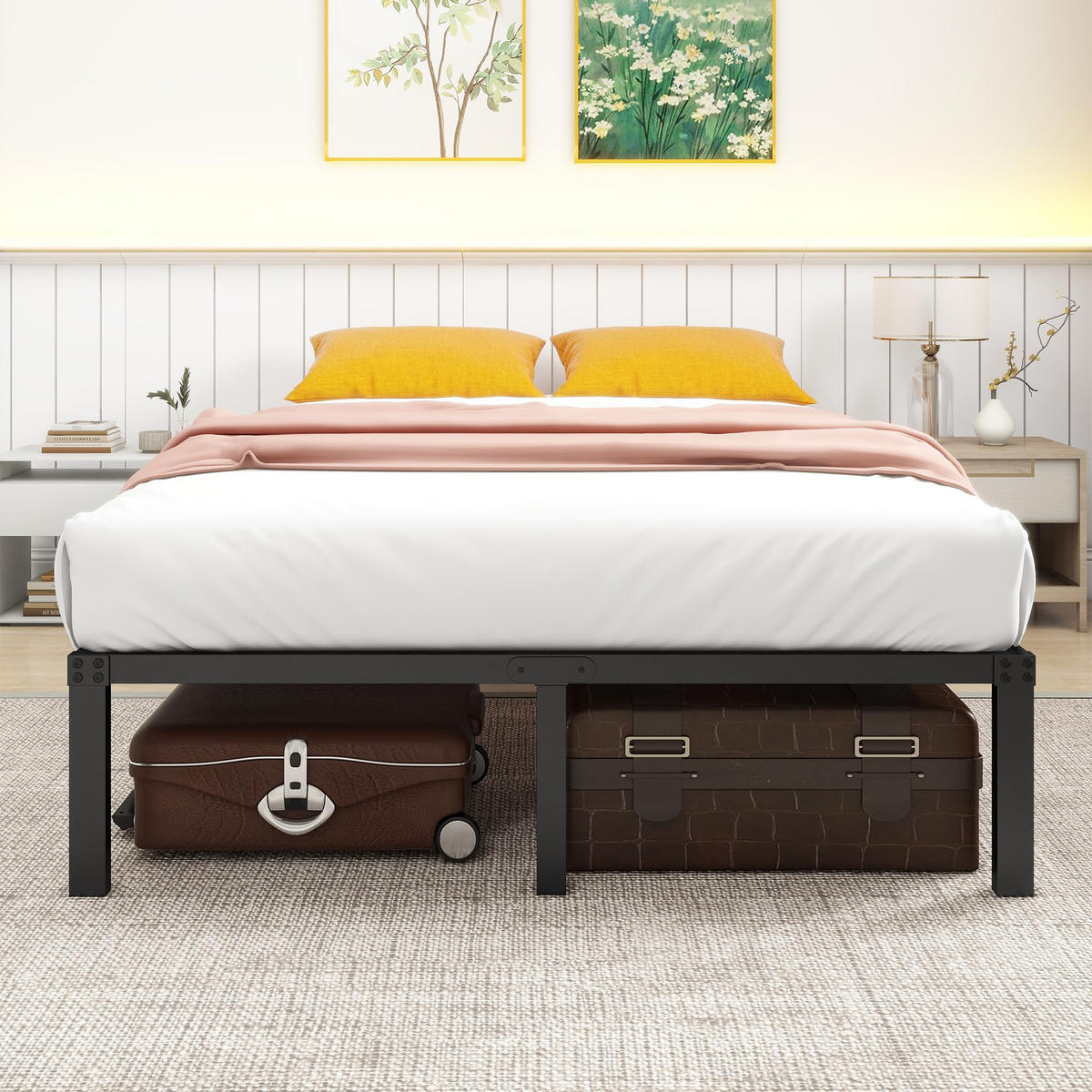 METALLBETT 140/200 cm DE-33035 mit Stauraum und geräuschlos Schwarz - Schwarz, Metall (140/200cm) - ComfortXL