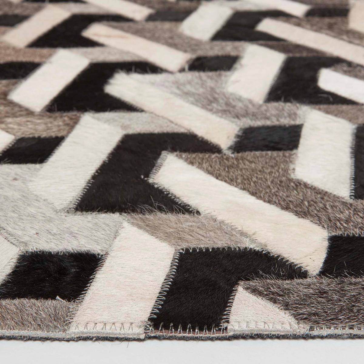 PATCHWORK-TEPPICH Leder, geometrisch gemustert 90/150 cm - Multicolor, Leder/Textil (90/150cm) - Homescapes