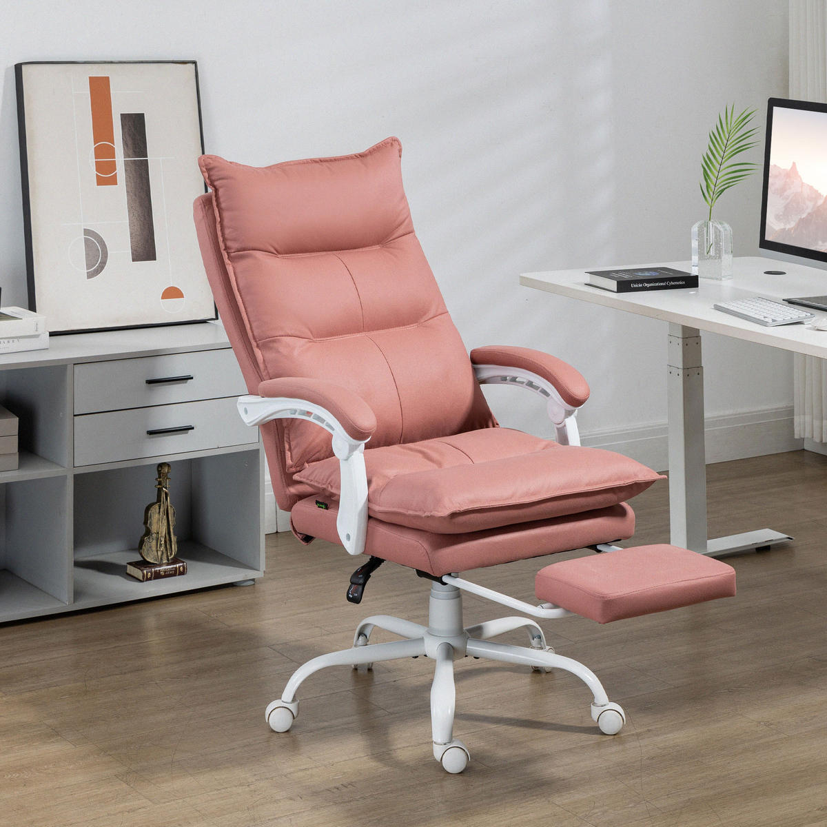 CHEFSESSEL DE-11736 MIT MASSAGE- & HEIZFUNKTION Rosa - Pink, Metall (66/121.5/74cm) - ComfortXL