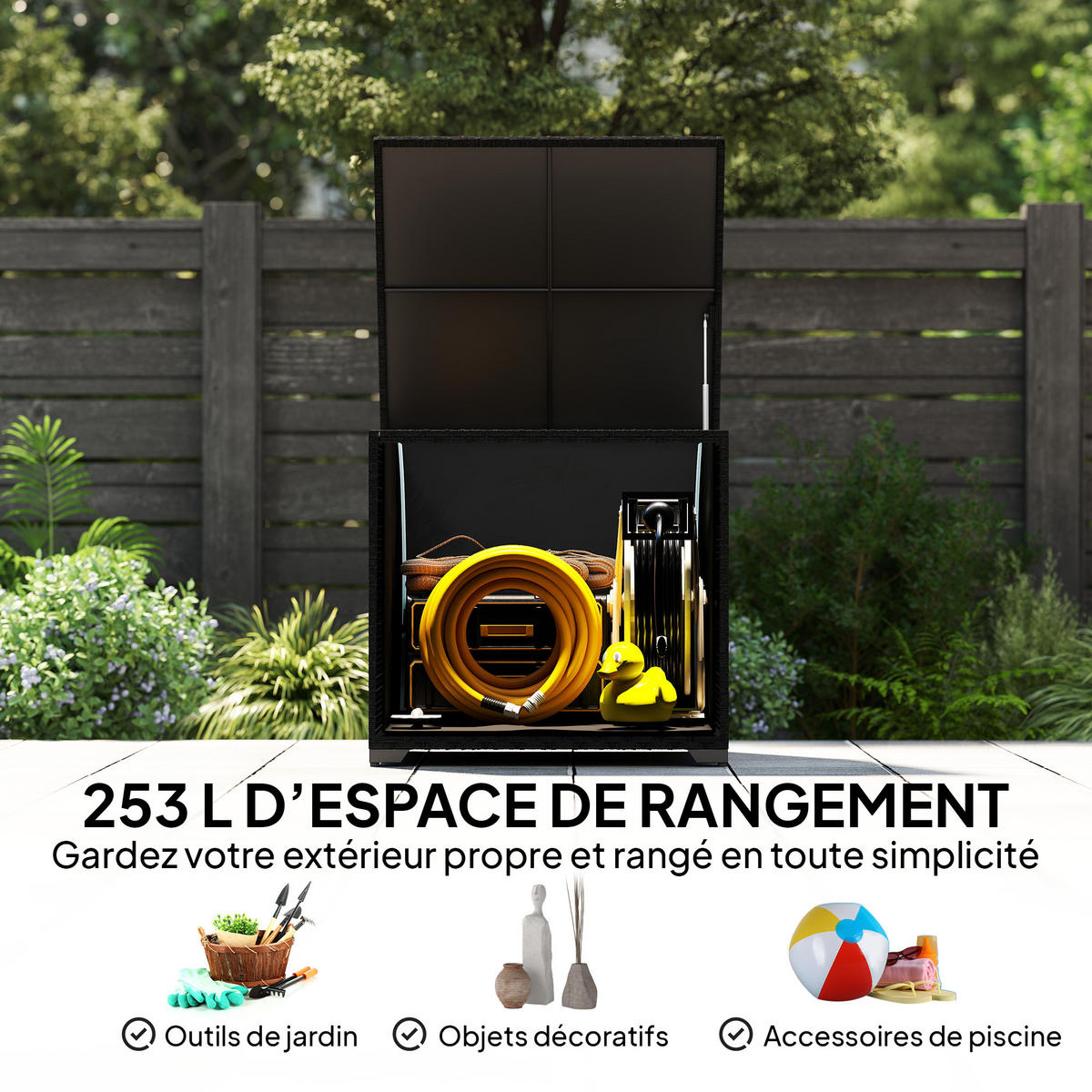 KISSENBOX DE-13703 253 Liter wasserdicht mit Reißverschlussfutter Schwarz - Schwarz, Metall (72/70/72cm) - ComfortXL