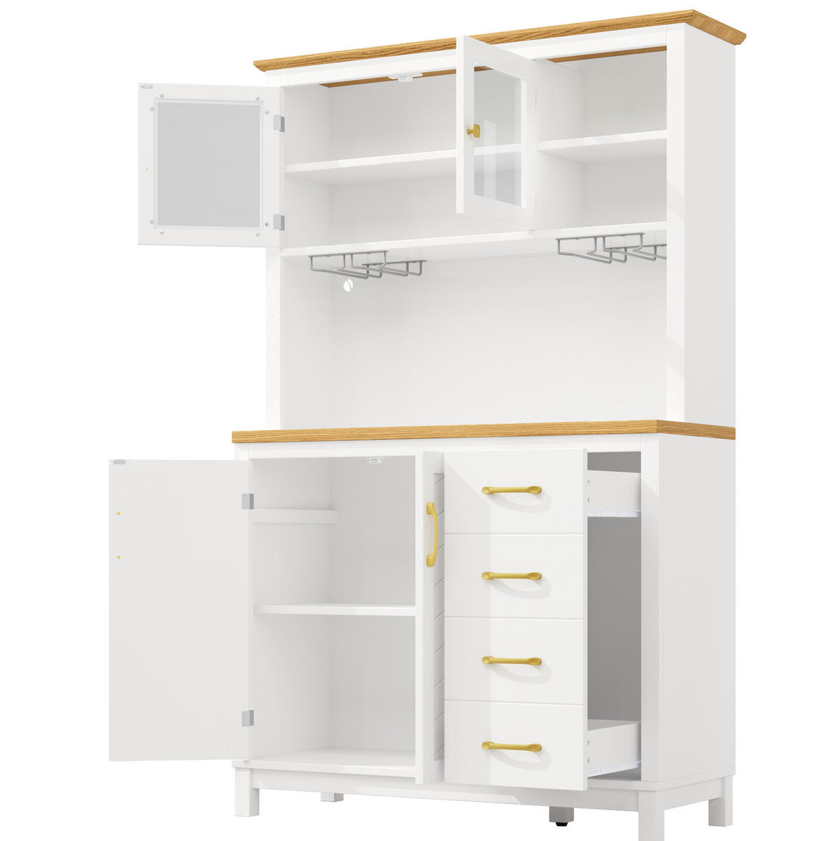 BUFFETSCHRANK mit LED 105,5x40x180 cm MDF Weiß - Weiß, Holzwerkstoff (40/180/105.5cm) - Meubliv