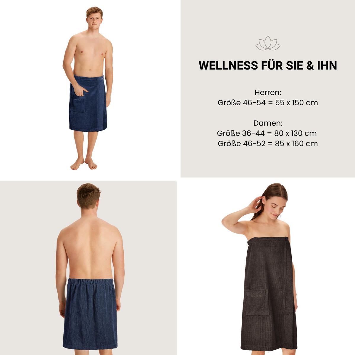 SAUNAKILT Turin Herren - 46-54 - Dunkelblau - Dunkelblau, Textil (55/150cm) - SCHIESSER