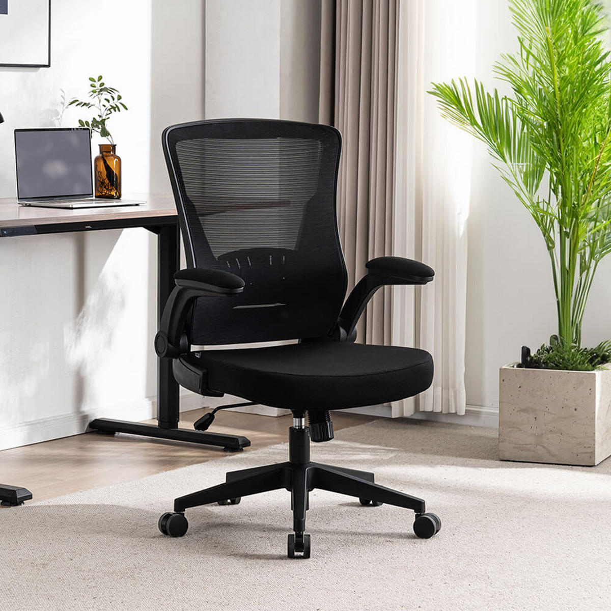 SCHREIBTISCHSTUHL ZELA - Schwarz - Schwarz, Textil/Metall (58/107/62cm) - Home Deluxe